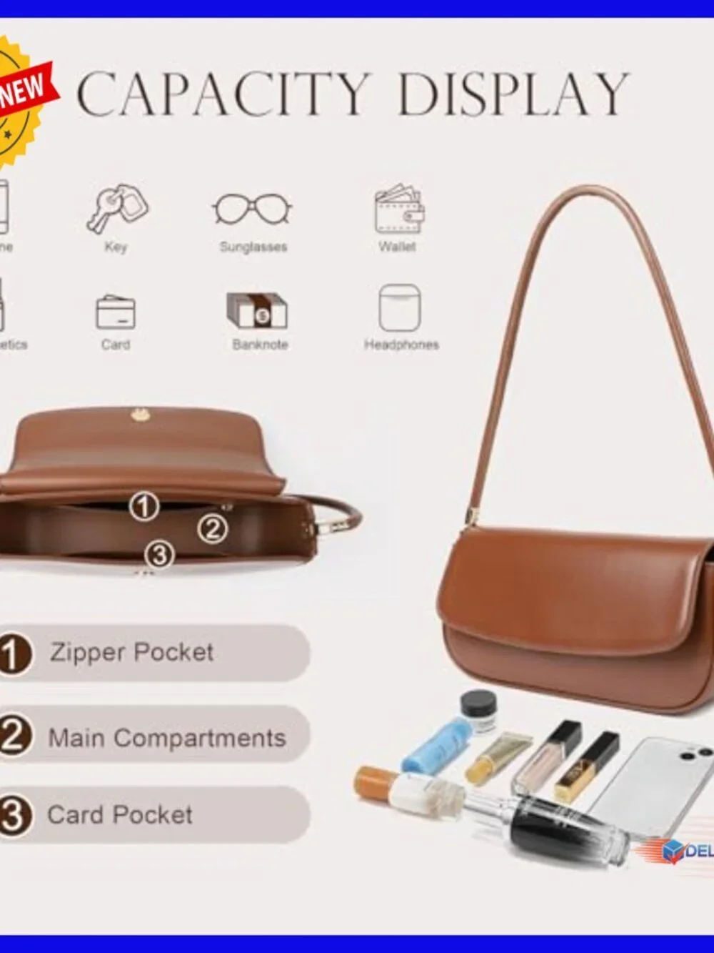Genuine Leather Mini Shoulder Bag Hobo Purse Magnetic Closure